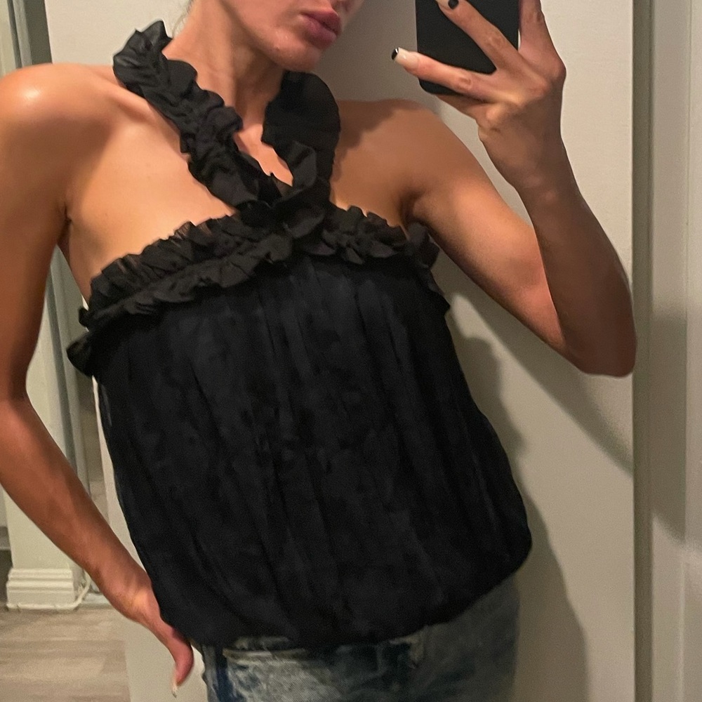 Silk Ruffle Halter Top - Picture 6 of 8